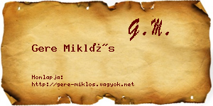 Gere Miklós névjegykártya